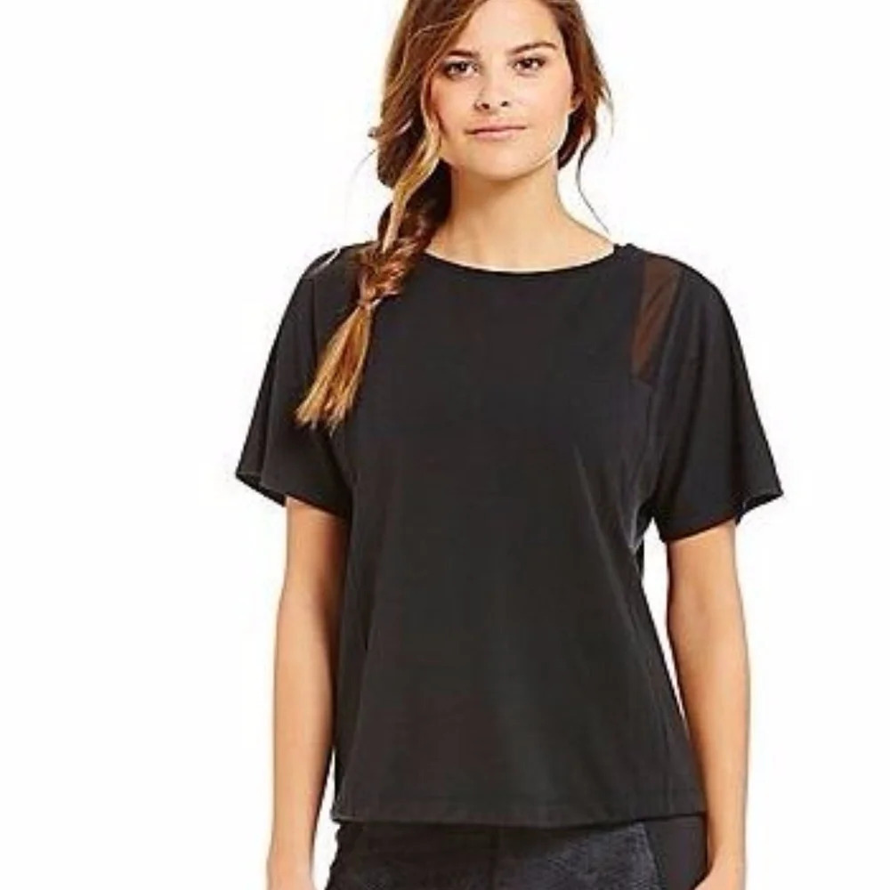 Lucy Women’s XL Push the Tempo Tee Short Sleeve Tee Shirt Black EUC Pilates